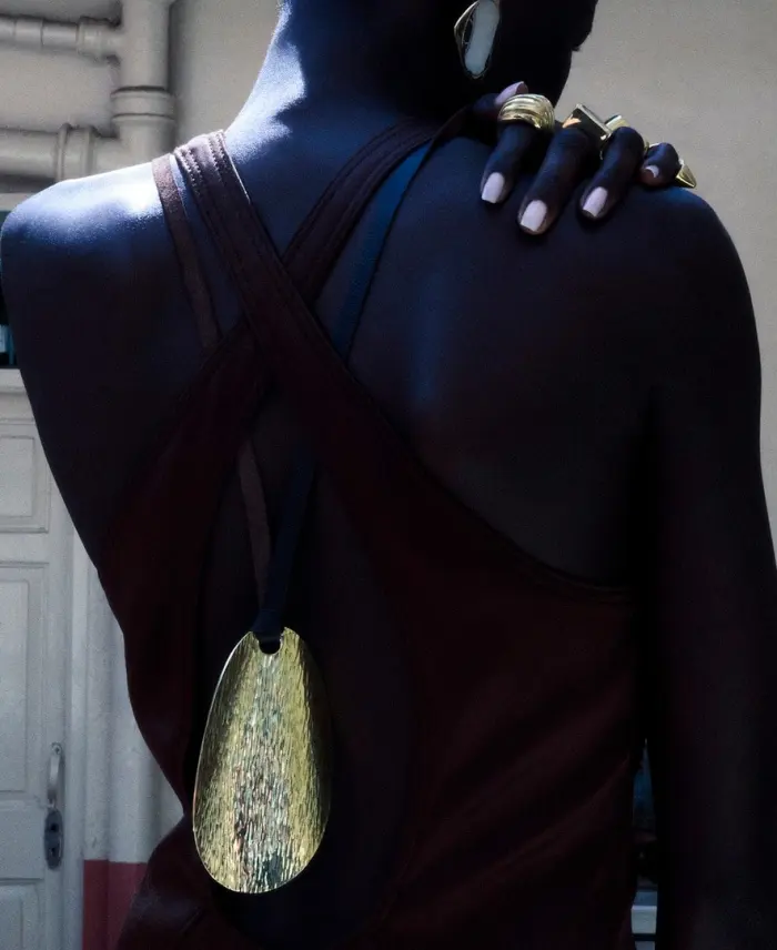 Gold jewelry detail, back