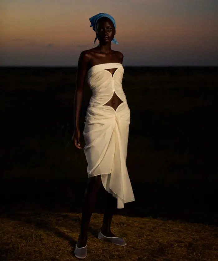 White dress at sunset
